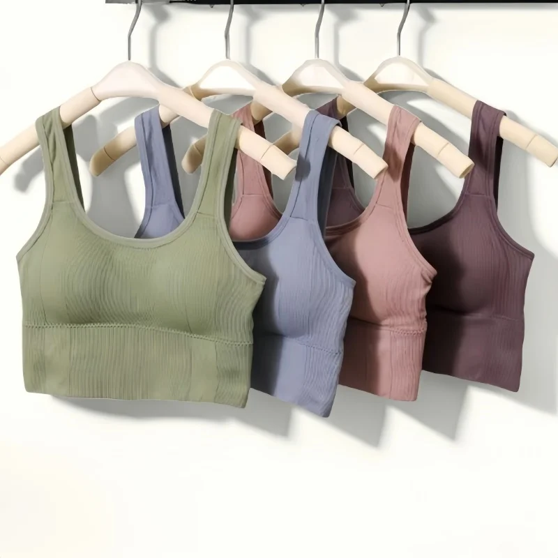 Seamless Bras For Women Padded Top Non-wire Underwear Streetwear Crop Top Female Sports Bra Removable Pads