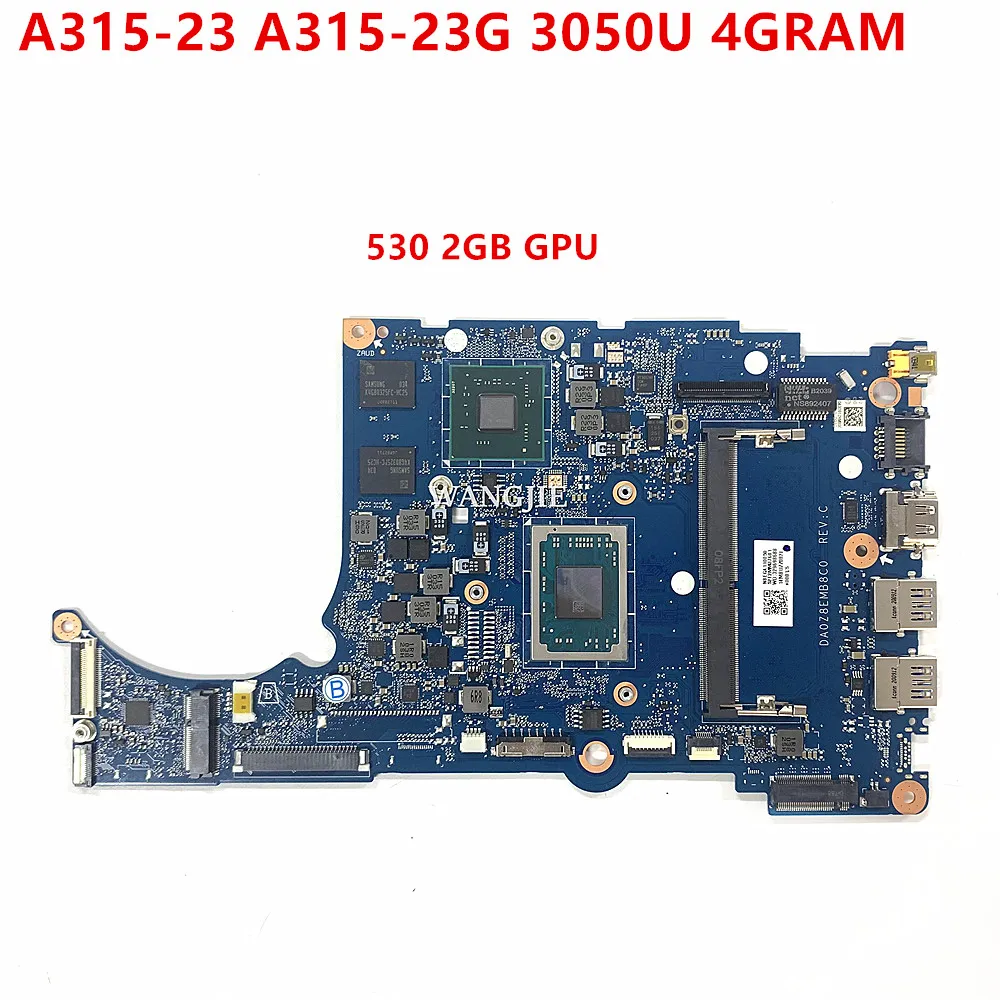 Placa-mãe portátil para Acer Aspier DA0Z8EMB8C0, A315-23, A315-23G, CPU, NBEGA11005, 4 GB de RAM, 530, 2GB, GPU, 100% de trabalho