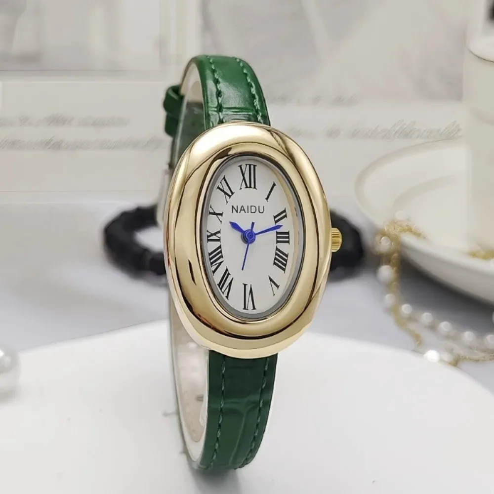 Vintage Oval Goose Egg Quartz Watch Fashion Luxury Leather Strap Women Wristwatch Ladies Dress Watches Gift Clock Relojes image 4