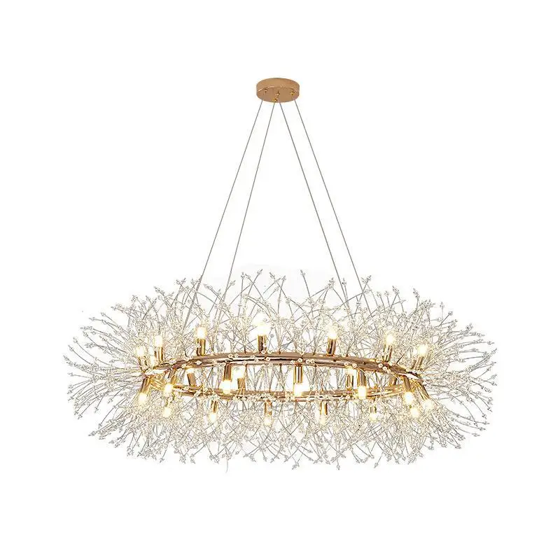 

Crystal Dandelion Chandeliers Round Pendant Lamp Ceiling Hanging Light