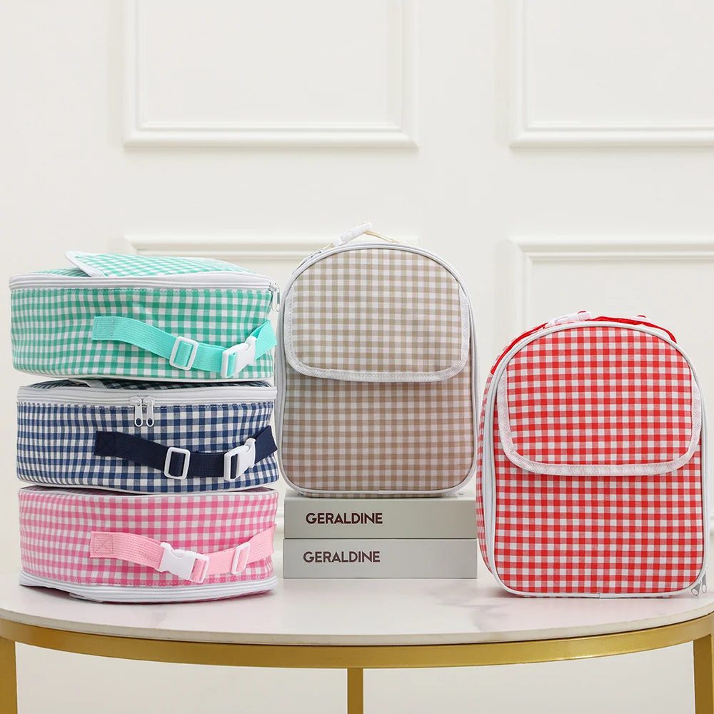 

Plaid Lunch Bag For Kids With Portable Handle Insulated Lunch Box Cooler Tote Bag For Students School Picnic