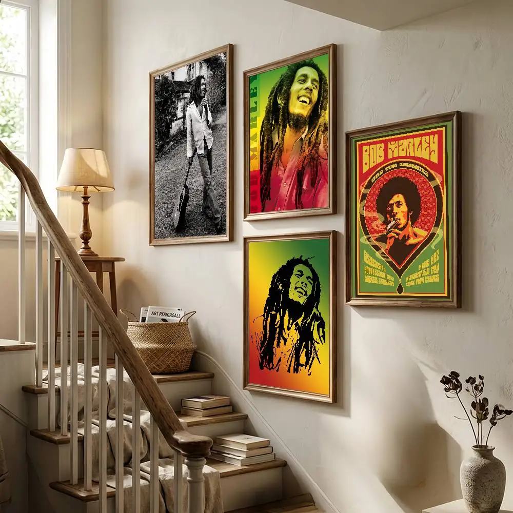 B-Bob Marley Jamaica Singer Poster Living Room Bedroom Bar Cafes Wall Home Decoration Gifts