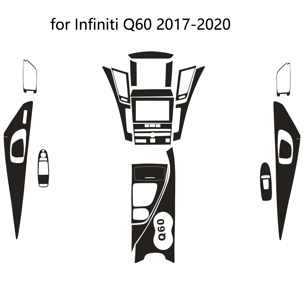 For Infiniti Q60 2017-2020 Interior Central Control Panel Door Handle Carbon Fiber Sticker Decals Car styling Accessorie