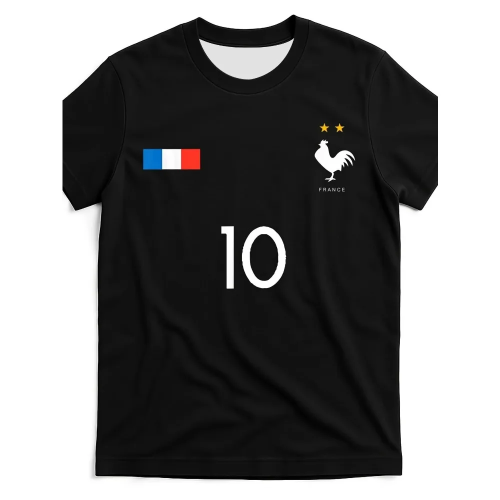 قمصان كرة القدم الفرنسية للرجال وبلوزات برقبة دائرية للمنتخب الوطني - مناسبة للتدريب على المباريات والملابس غير الرسمية وهدايا المعجبين