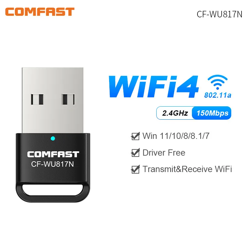 Adapter Wifi 6 Mini USB WIFI 6 Dongle Karta sieciowa 2.4GHz Cle Wi-Fi Lan Adapter Driver Free PC Laptop 600M 300M 150M Odbiornik