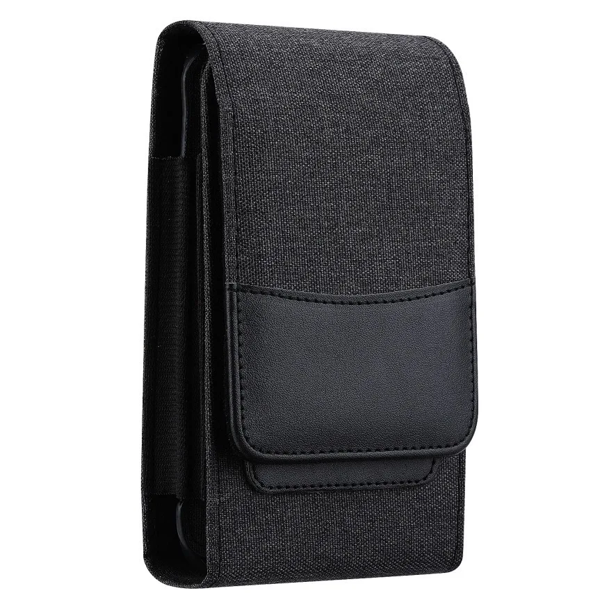Suitable for a 7.5-inch vertical flip cover three-layer durable Oxford fabric waist-hung wallet with a belt and work waist bag