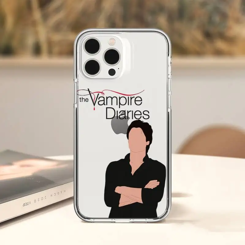 The Vampire Diaries Damon Phone Cover For iPhone 11 12 13 14 15 16 Pro Max 14 15 16 Plus 13Mini SE3 Clear Soft Silicone Case