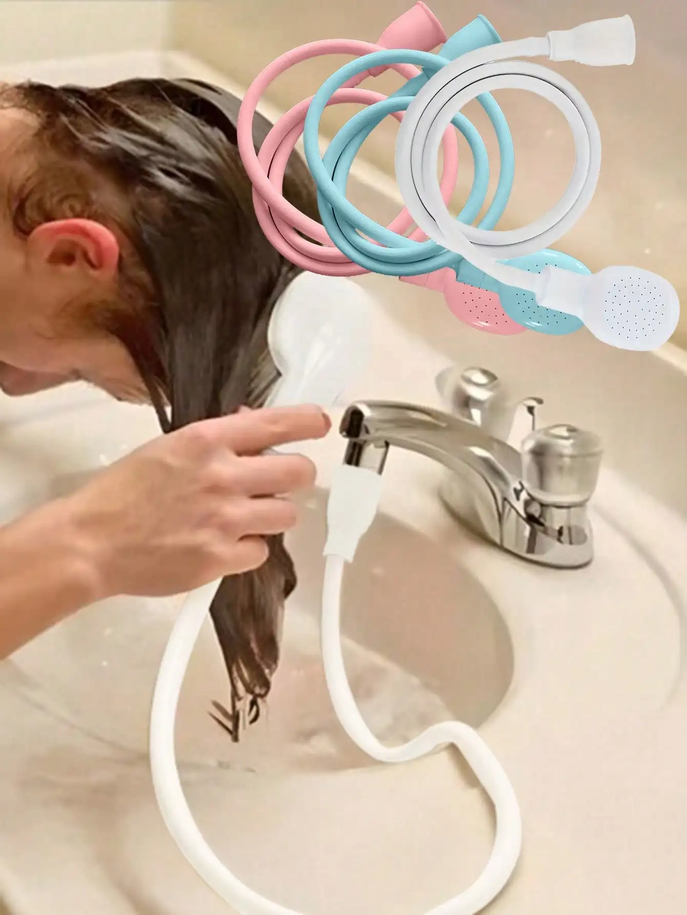 

1 Piece Multi-function Faucet Extension with Shower Head, 51.57 Inch Overall Length, Easy to Use Hair Wash Adapter