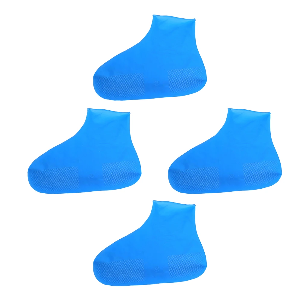 

2 Pairs Waterproof Anti-slip Reusable Shoe Covers Rain Boot Protector High-top Emulsion Wear-resistant Shoes Accessory