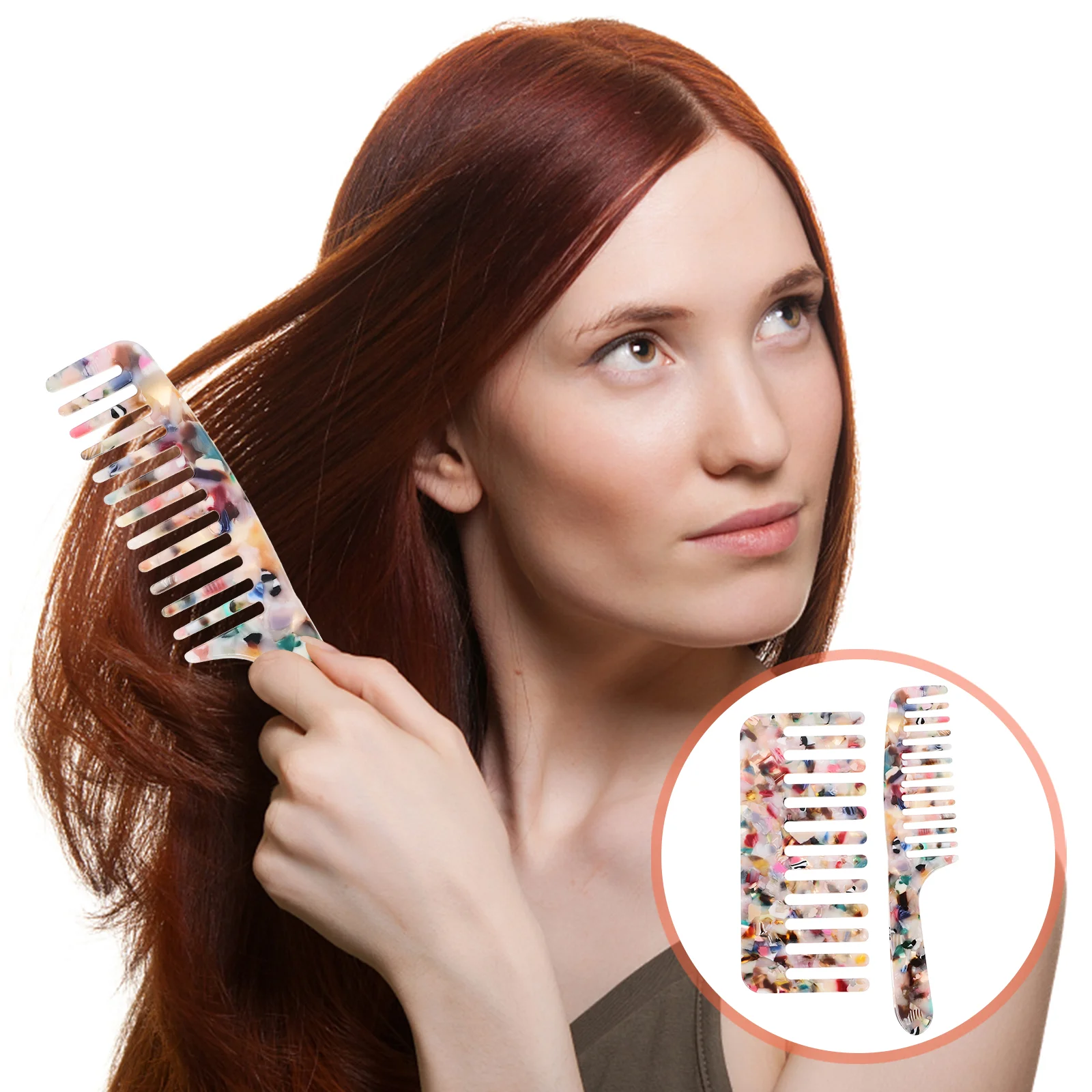 

2 Pcs Acetate Comb Hot for Hair Straightener Long Combs Curly Detangler Anti- Static Smooth Mellow Women No Scalp Miss