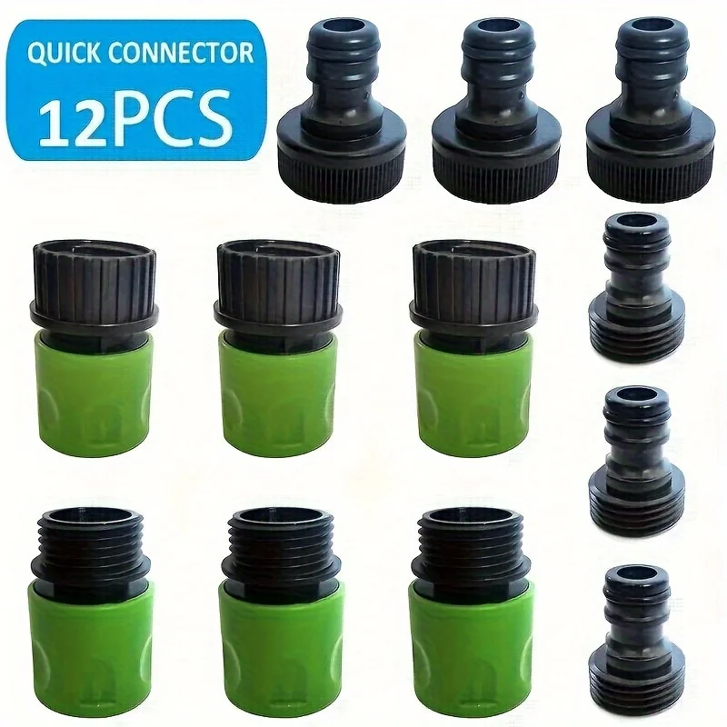 12-Pack 3/4 Inch GHT Thread Quick Connect Fittings for Garden Hose Leaky Pipe Repair Suitable for Car Wash Floor Cleaning Animal