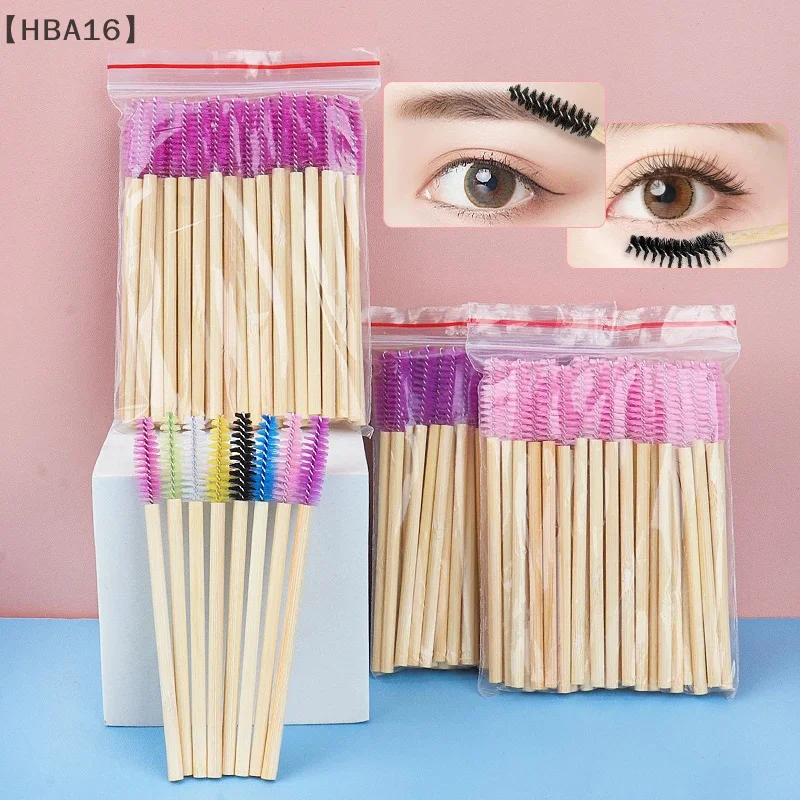 maveraHBA16 applicazione50 Uds mango de bambú cepillo de pestañas maquillaje extensión de pestañas varillas aplicadores pestañas rizador peine herramienta de maquillaje