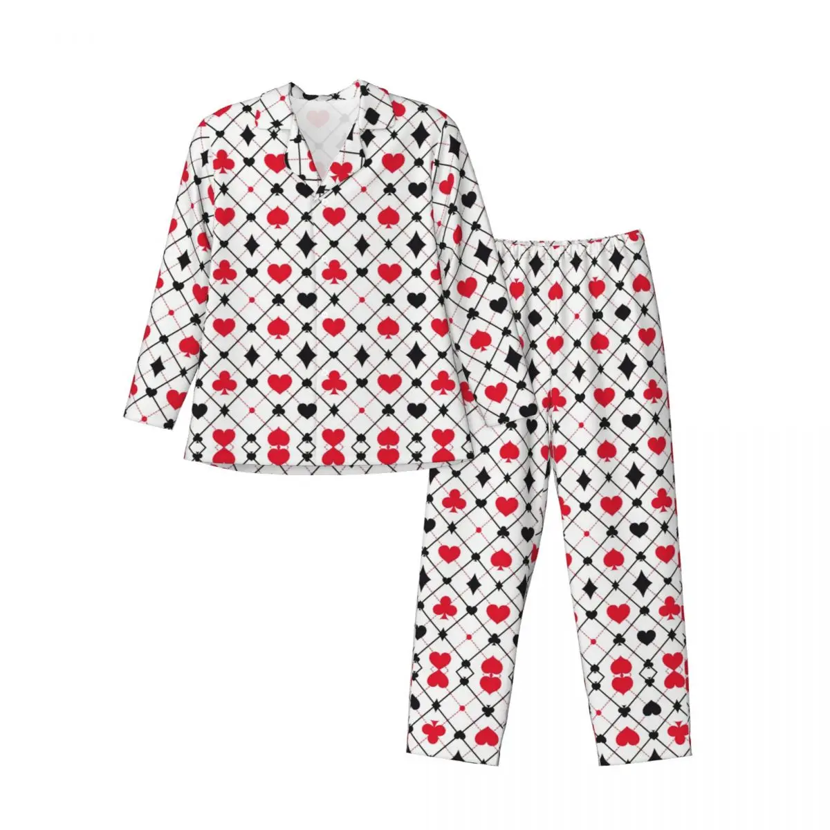 Men Pajamas Set of Autumn Winter Long-Sleeved Poker Home Clothing Sleepwear 2PCS/Set