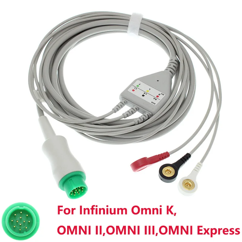 

12Pin Compatible Infinium Omni K,OMNI II,OMNI III,OMNI Express Patient Monitor,3/5 Lead ECG EKG Cable and Electrode Leadwire.