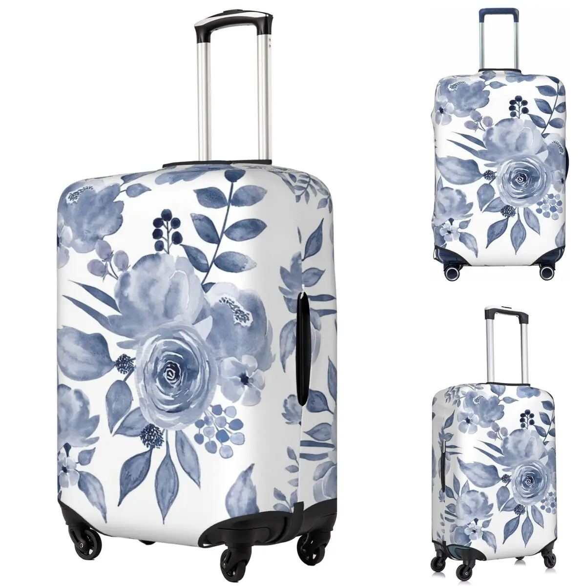 

Hamptons Style Floral Design Suitcase Cover Protection Elastic Travel Luggage Protector Covers for 18-32 Inch