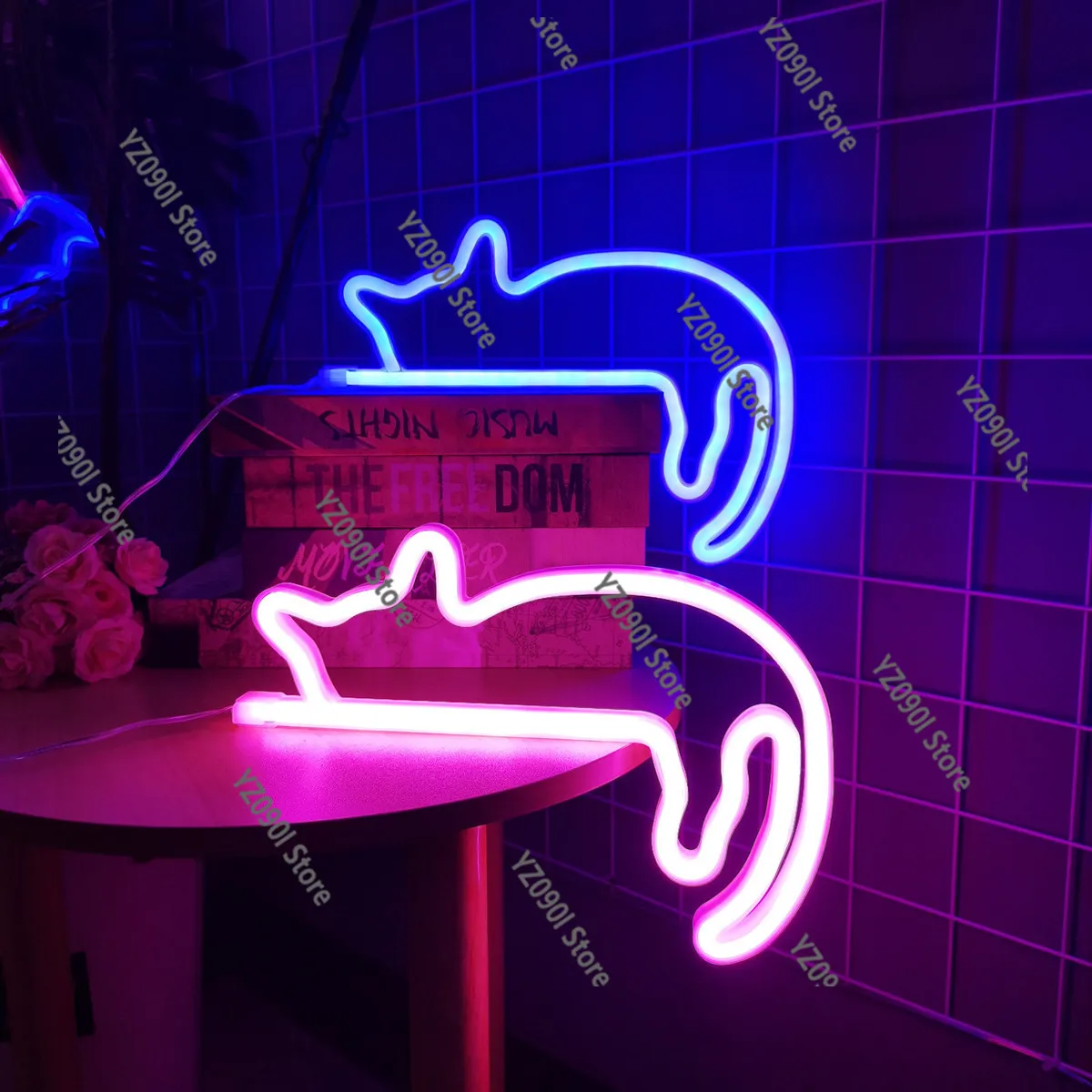 Wall Mounted Lazy Cat Neon Lamp LED Ambient Light for Room Bar Party Decoration