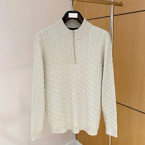 Imagen 2 del producto LP Suéter italiano de punto con cremallera y medio cuello alto Suéter roscado para hombre