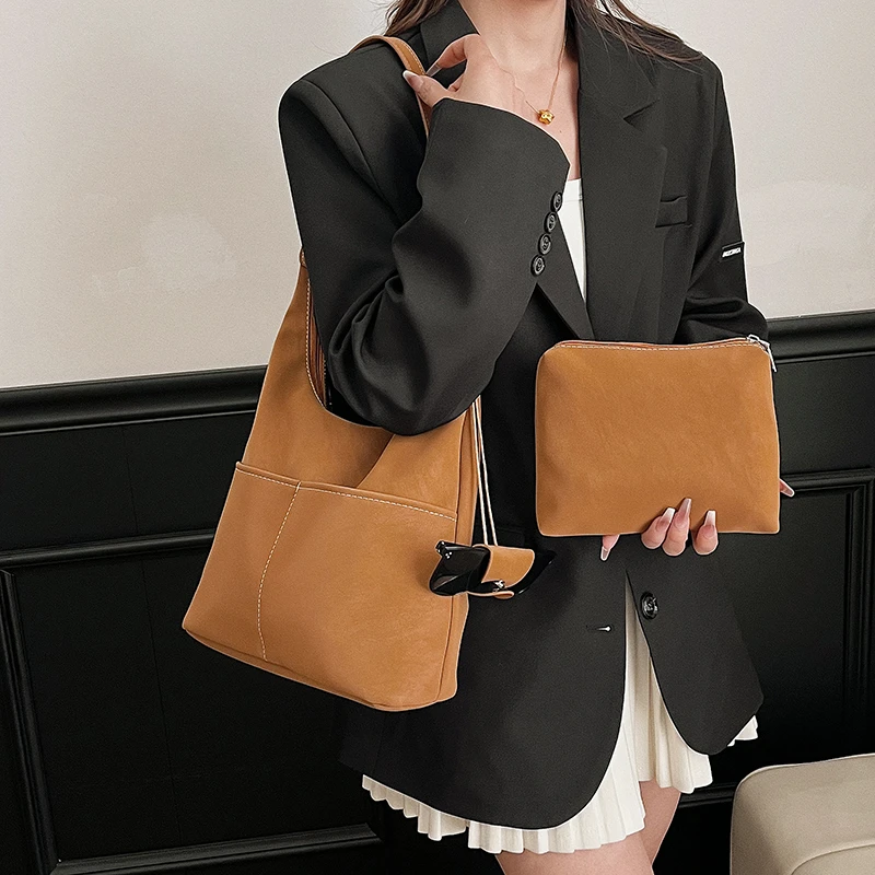 Vintage Brown PU Hobo Bag for - Vintage Fashion Old Money ulasan dan harga