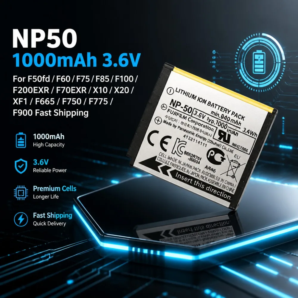 

New NP50 1000mAh 3.6V Digital Battery For F50fd F60 F75 F85 F100 F200EXR F70EXR X10 X20 XF1 F665 F750 F775 F900 Fast Shipping