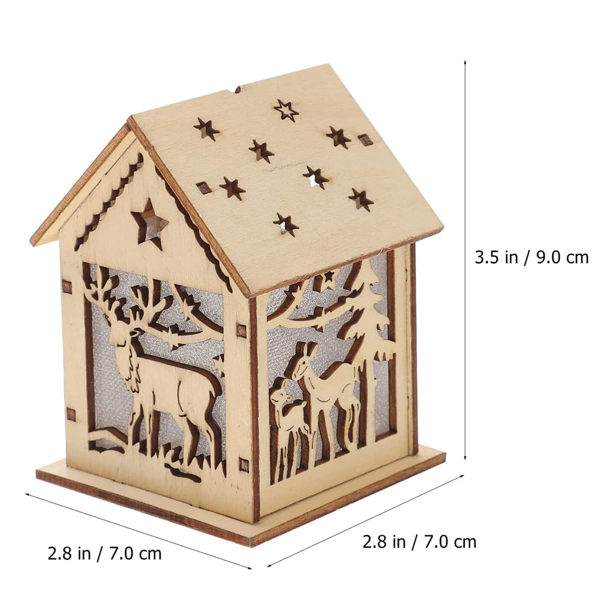 Wooden House Shape LED Light DIY Ornaments Christmas Holiday For Room Decor Mini Gifts Christmas Tree Unique Table Home Luminous