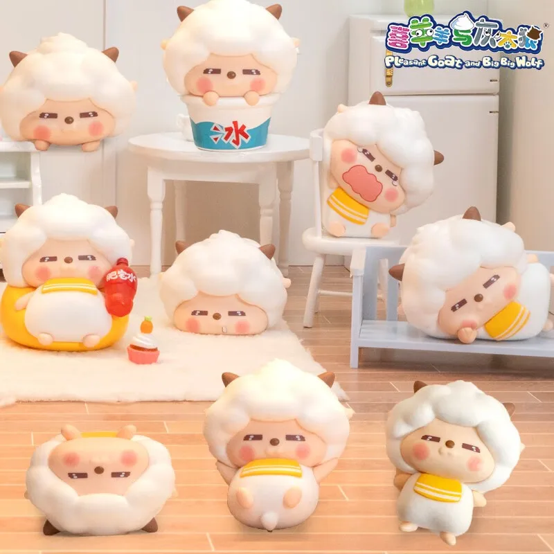 

Lazy Sheep'S Daily Mystery Box Happy Sheep And Grey Wolf Lazy Doll Surrounding Doll Desktop Ornament Working Daily Toys Gift