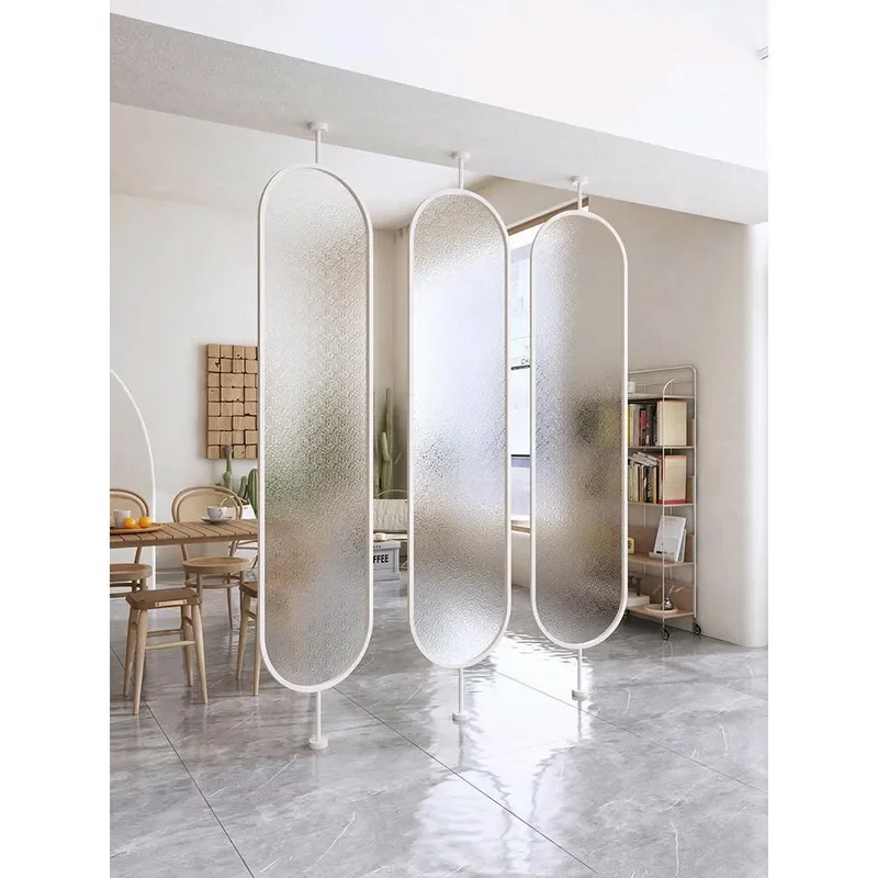 Nordic Room Divider Screen Fluted Tempered Glass Partition Wall for Living Room Entryway Modern Luxury Home Decor Privacy