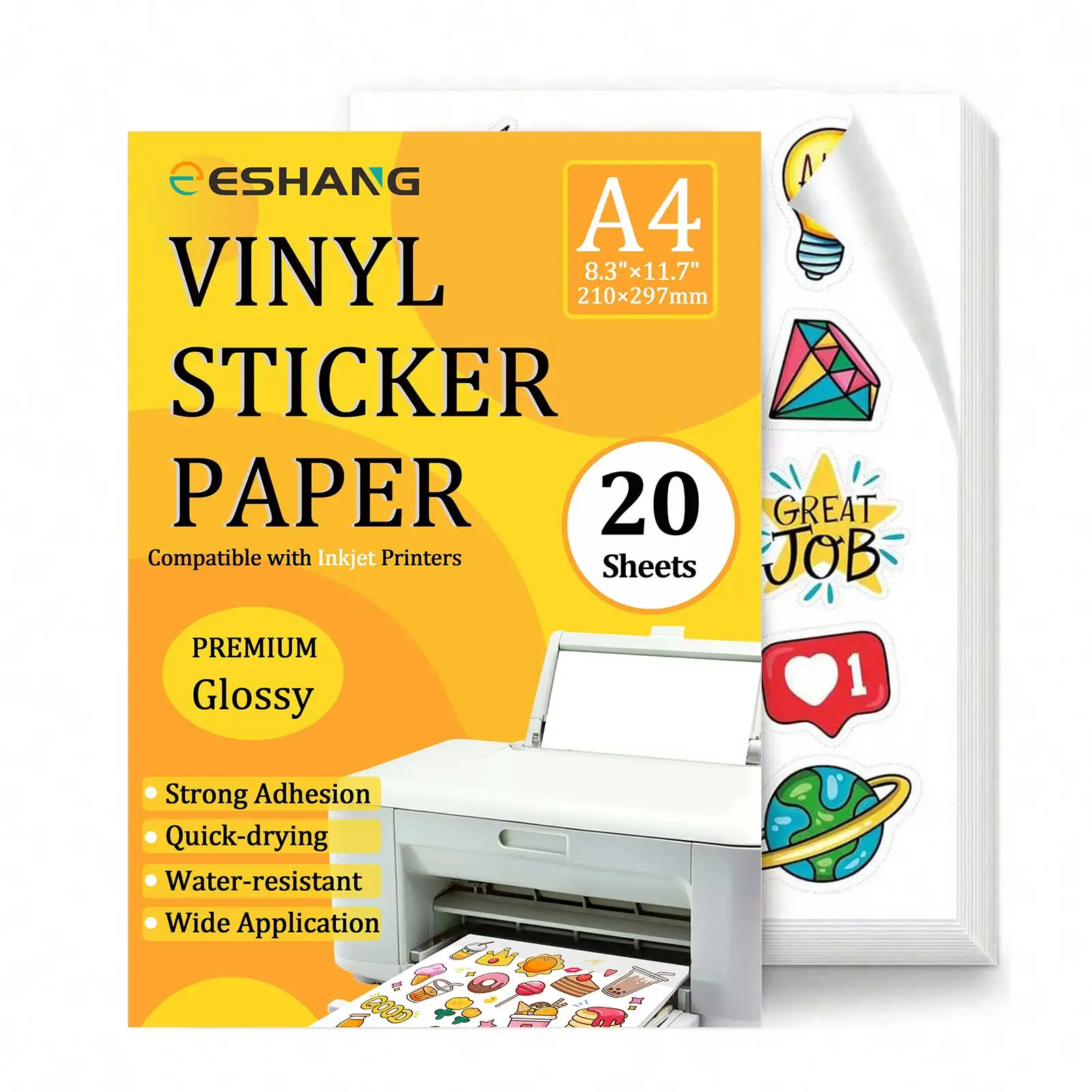 papel-adesivo-vinilico-brilhante-eshang-a4-impermeavel-10-20-30-40-50-folhas-para-impressoras-a-jato-de-tinta-para-etiquetas-adesivos-escritorio-e-casa