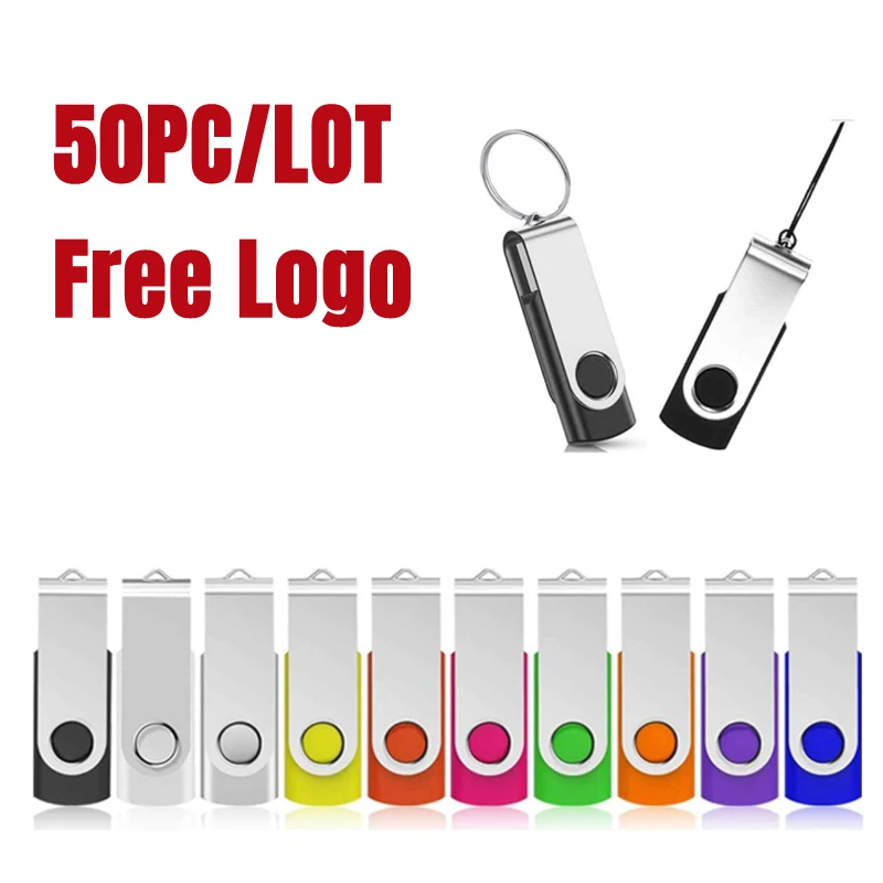 50PCS/Lot USB Flash Drive 1GB 2GB 4G 8GB Pen Drive 16GB 32GB Pendrive 64GB 128GB 2.0 Gift USB Stick Free Custom Logo For Gifts