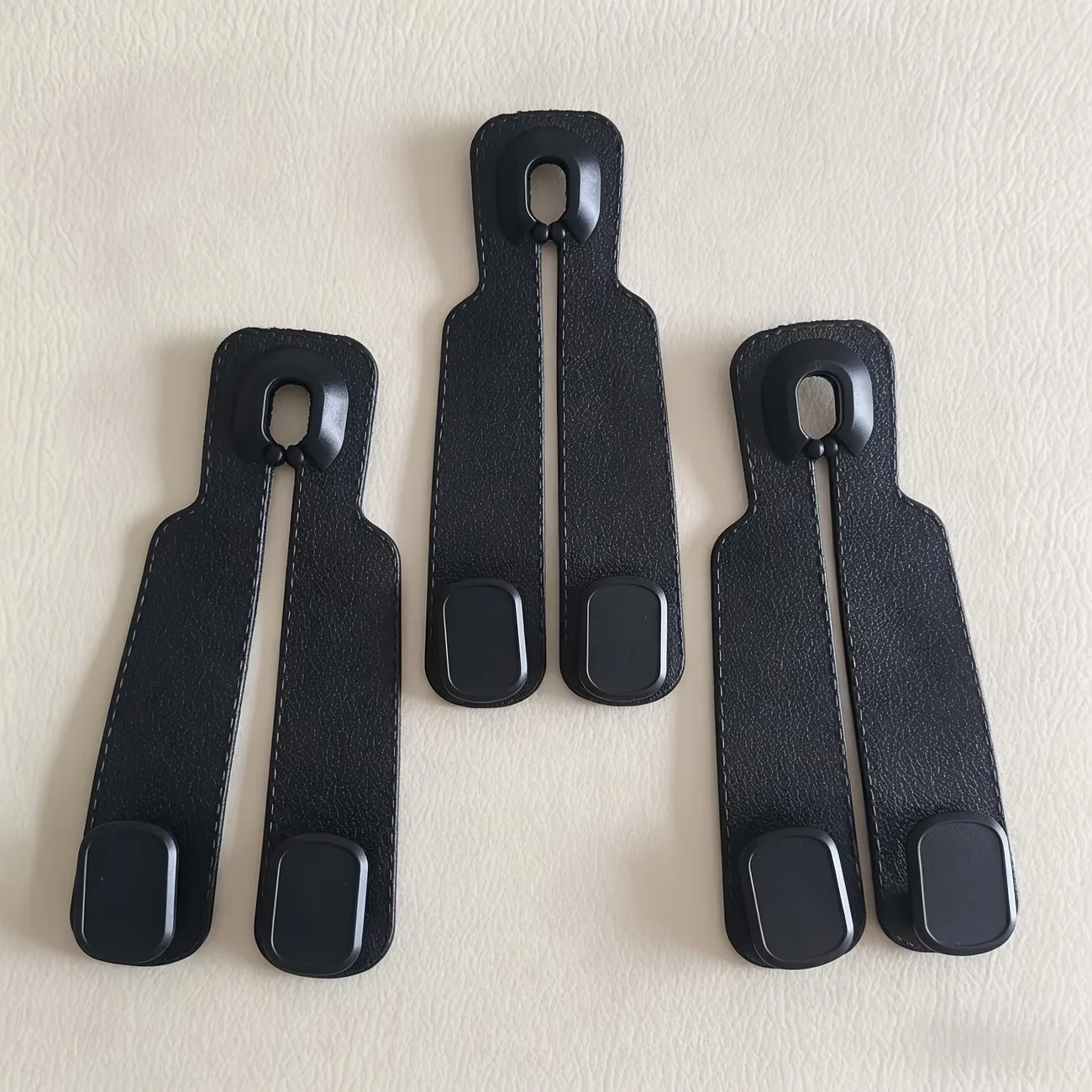 3pcs Car Headrest Storage Hook Soft Suede Rear Seat Dual Hanging Hook 20KG Heavy Load Alloy Hanger Universal Fit All Vehicles