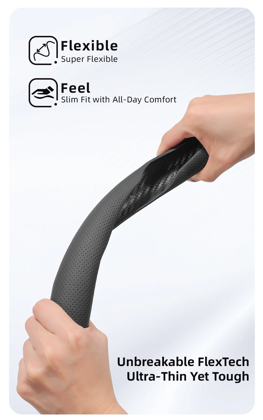 Odpowiedni do Hyundai Pokrowiec na kierownicę z wentylowanego skóry, segmentowa konstrukcja z szybkim mocowaniem, antypoślizgowy i wytrzymały, Ix35 Sonata