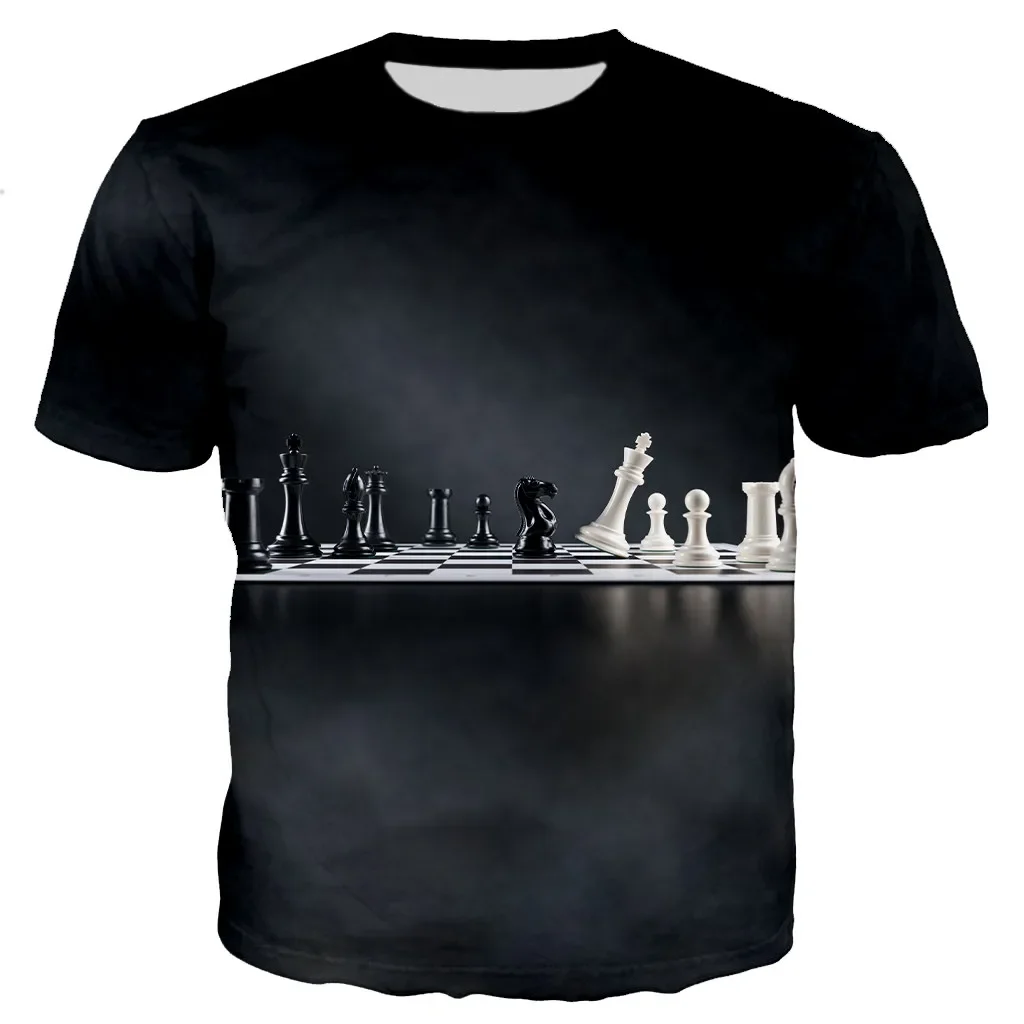 New Summer Adult Men's 3D Printed Chess Card Activity Sports Breathable Lightweight Fitness T-shirt