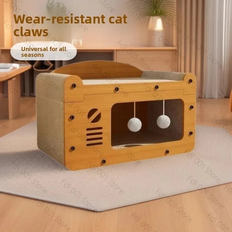 Cat supplies Wooden cat litter scratching board Integrated large Spacious oversized Cat house stacked villa Four seasons