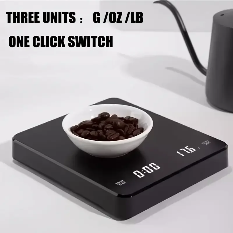 Digital Coffee Scale with Timer LED Screen Espresso USB 3kg Max.Weighing 0.1g High Precision Measures in Oz/ml/g Kitchen Scale