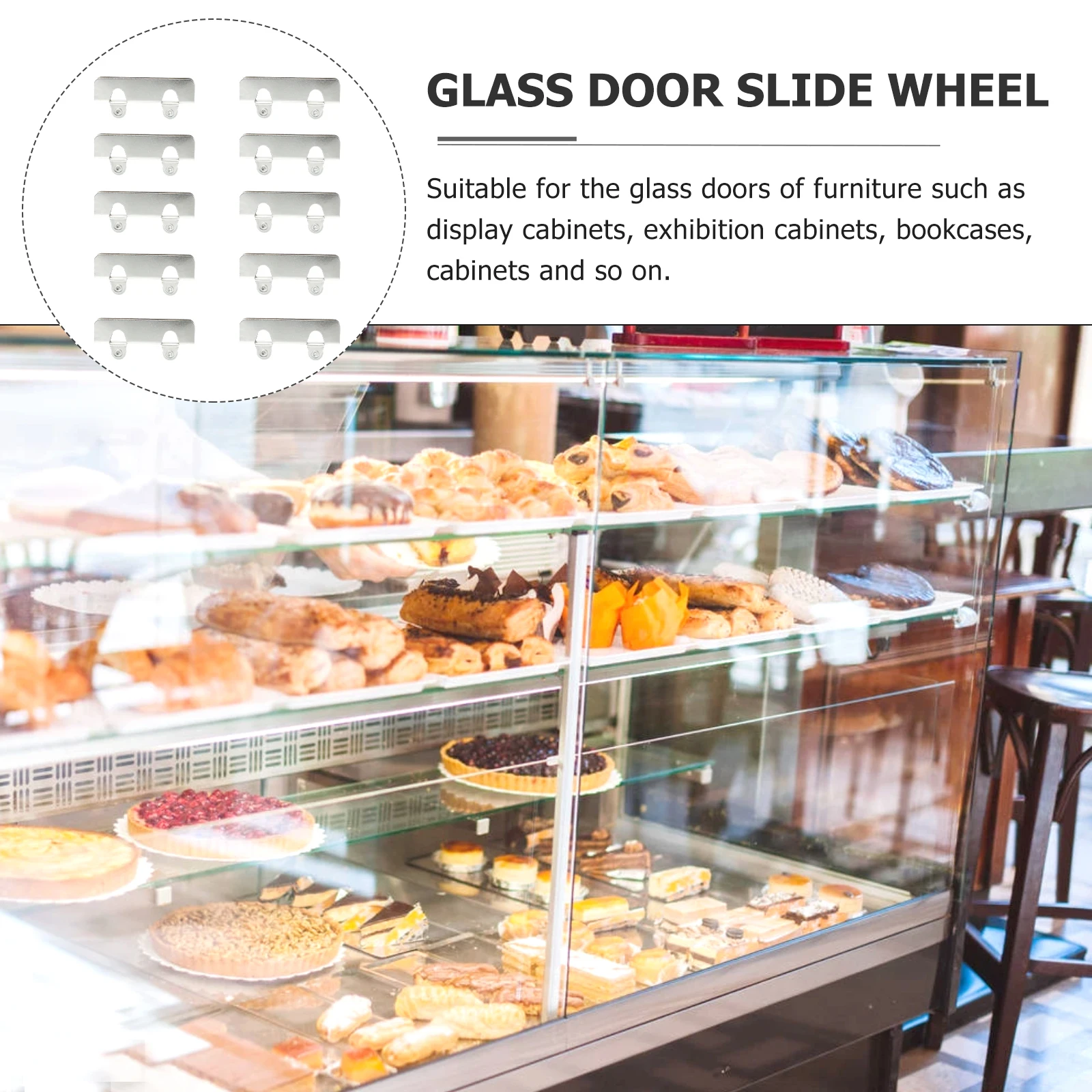 

20 Pcs Silver Double Rollers Glass Door Sliding Wheel Clamps for Furniture Accessories Smooth Slide Strong Load Capacity