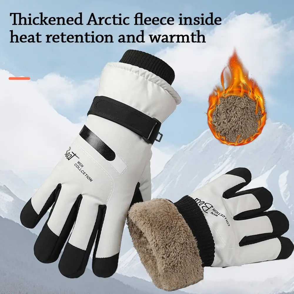 

Fashion Warm Winter Gloves Thickened Thermal Lining Fleece Snowboard Ski Gloves Sport Nonslip Cycling Gloves Driving