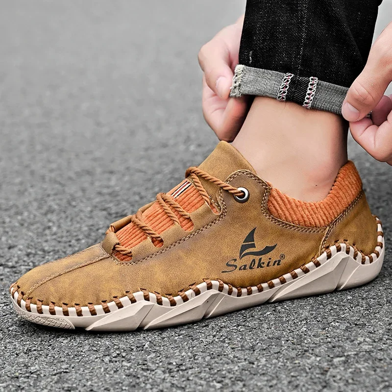 Men's Driving Shoes Men's Handmade Loafers Fashion Men's Shoes Outdoor Breathable Casual Shoes Moccasins Large Size Sneakers