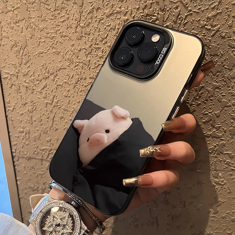 

Cute Sleeping Pig Mobile Phone Case for iPhone 16 15 14 13 12 11 Pro/ Max/Plus Shockproof Back Cover Anti-Fingerprint