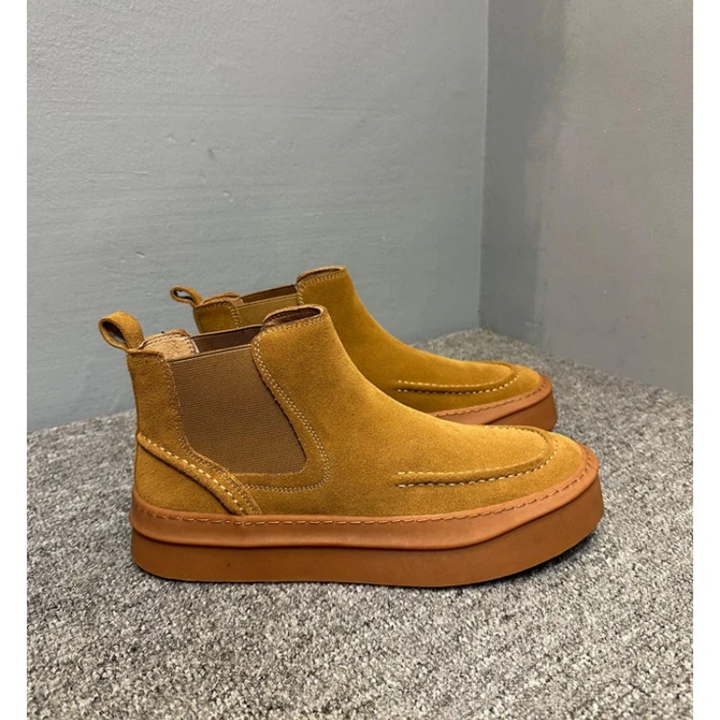 أحذية تشيلسي من جلد نوبوك للرجال لخريف وشتاء، أحذية كلاسيكية بريطانية عالية الجودة للكاحل بنعل مكتنز وبوت كاجوال ناعم غير قابل للانزلاق #6