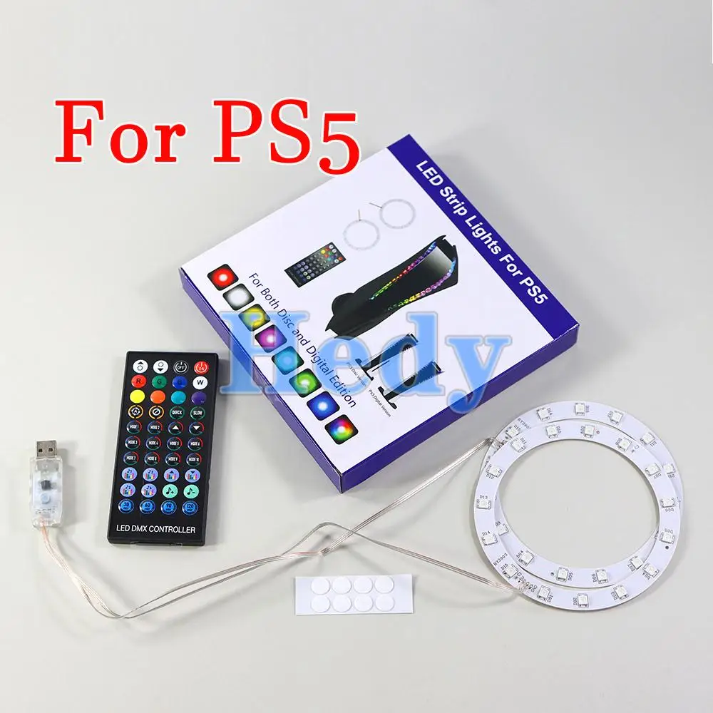 1set RGB LED Ring Strip Lights for PS5 Game Console Light Strip Pickup Light Bar Strip With Remote Control For Sony PS5