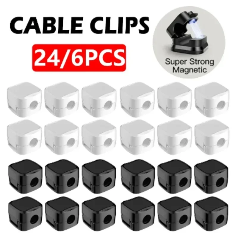 Magnetic Mini Cable Clips Self-adhesive Adjustable Cord Holder Cable Wire Keeper Manager Home Office Desktop Cables Organizers