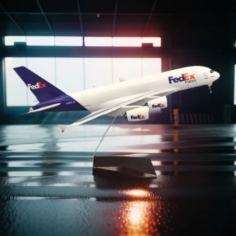

46cm A380 FedEx Cargo Airways Resin Model Airplane Diecast 1/160 Scale Plane With Lamp Landing Gear Collection Gift Souvenir