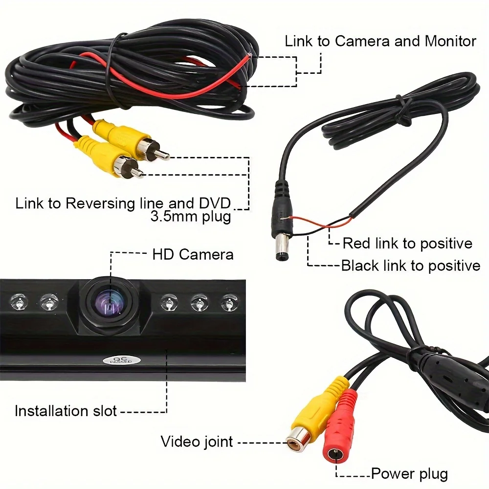 US License Plate Metal Frame Rear View Backup Camera CMOS HD  LED Night Vision