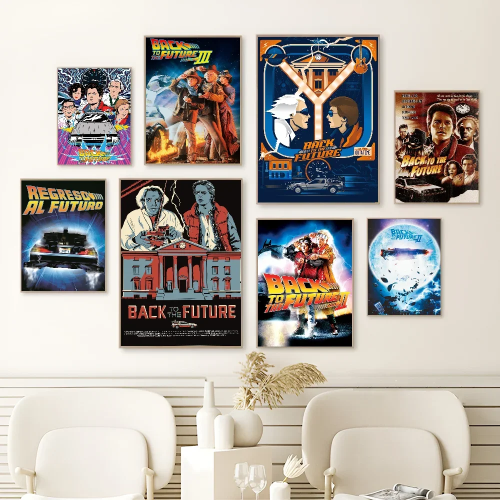 Movie Back To The Future Trilogy Movie Sticky Posters Fancy Wall Sticker for Living Room Bar Decoration Vintage Decorative