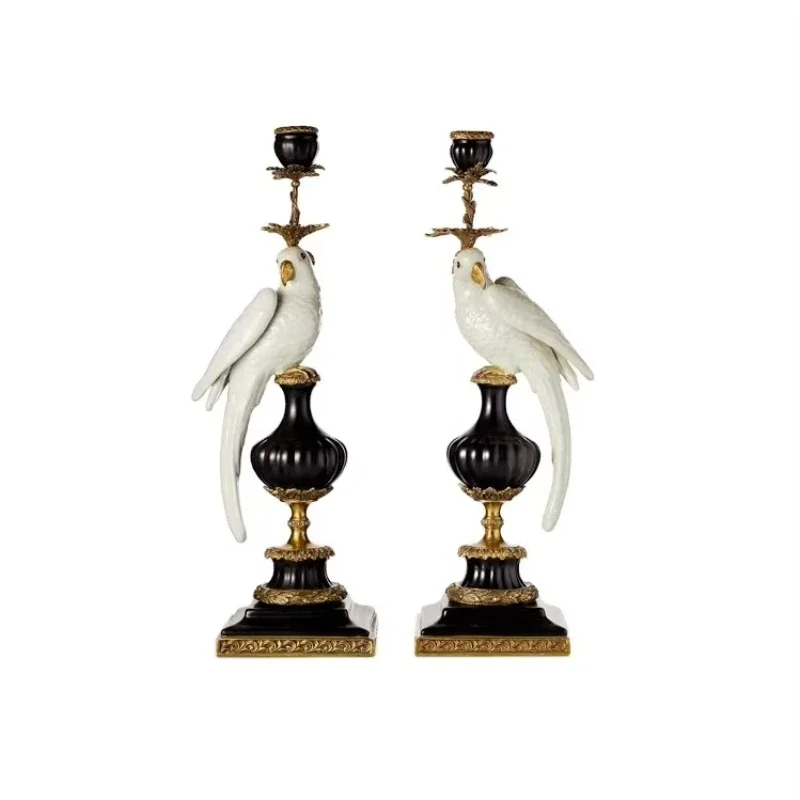 Home Decor Vintage American Party Decor, Candle Holder New Luxury Bird Ceramic Candle Holder Set Metal