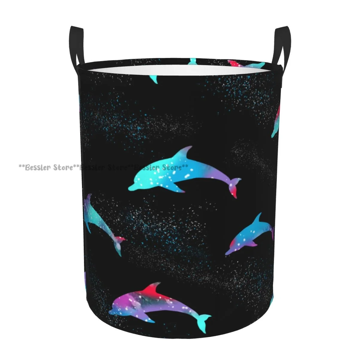 Foldable Laundry Basket for Dirty Clothes Dolphin Silhouette Storage Hamper