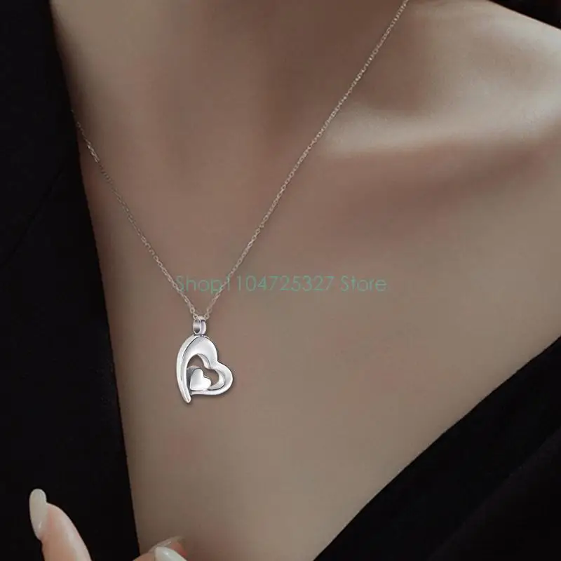 

Heart Pendant Necklace for Ashes Memorial Jewelry for Women, Silver Gift for Birthday/Valentines/Christmas