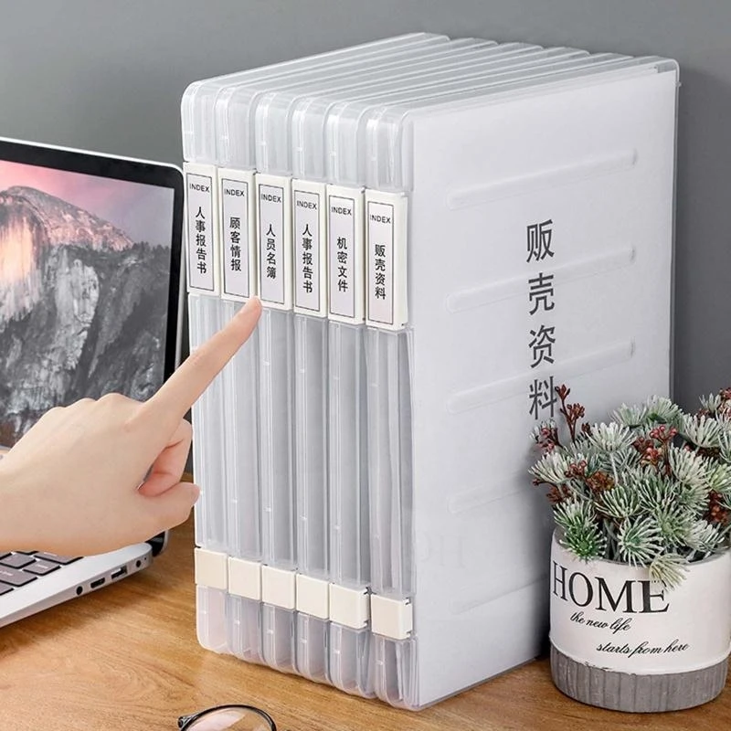 

090F File Box Document for Case Portable Project for Case Transparent Plastic Box for Office Desktop Document Organiz