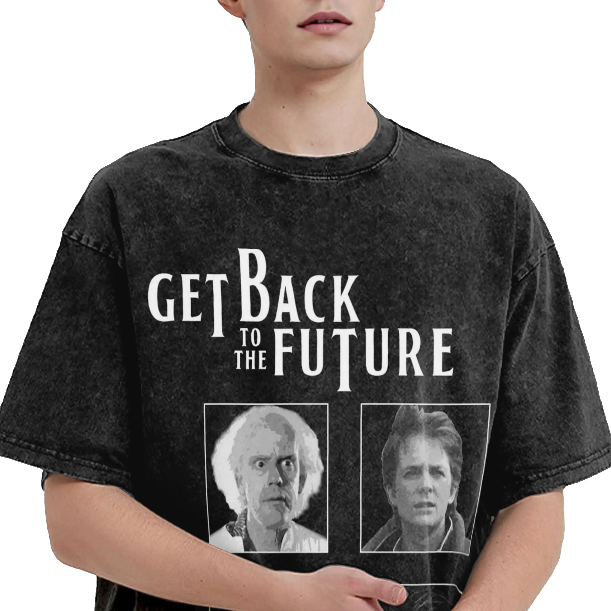 Get Back To The Future  Merch Washed T Shirt for Men Women Streetwear Hip Hop T-Shirts Summer  Tees Short Sleeve