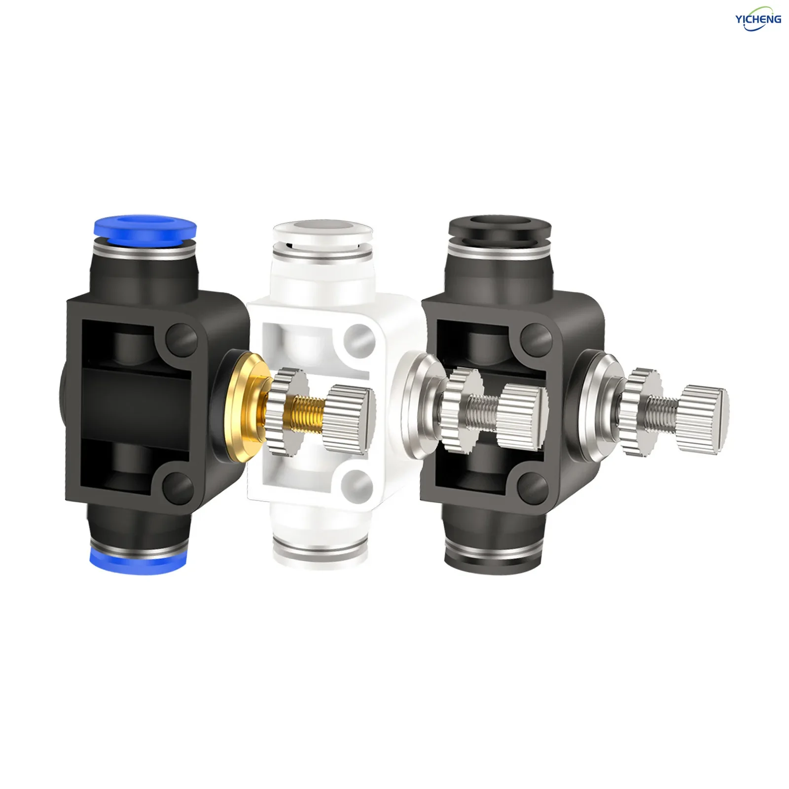 4MM ID. Air Flow Control Valve with Push-to-Connect Fitting,Speed Controller Union Straight (Pack of 5）