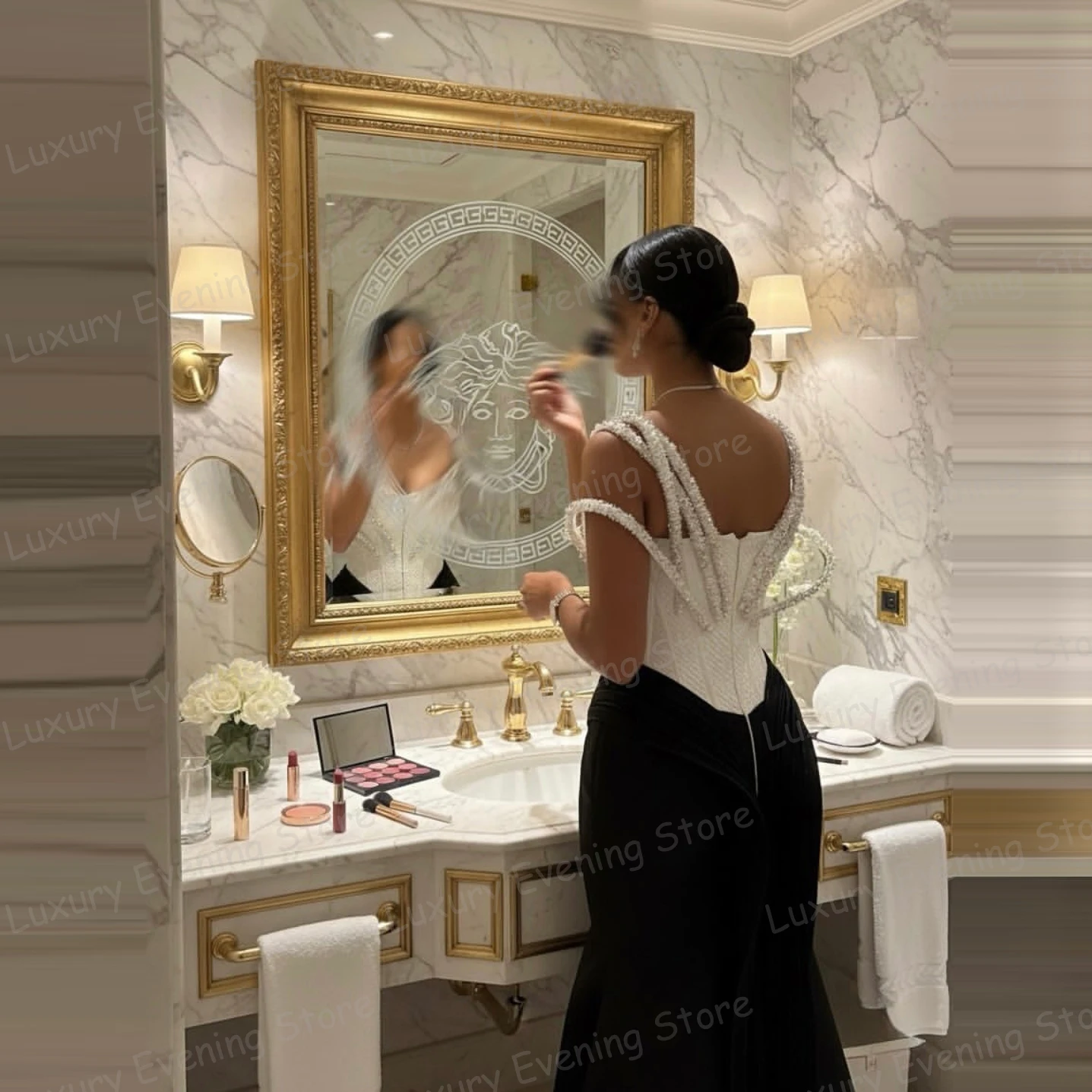 Simple Evening Dresses Woman's Mermaid Strapless Shiny Straps Party Prom Gowns Backless Fashion Vestidos De Novia Customized